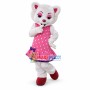 Dressed Up Tiger In The Polka Dot Vest Skirt Mascot Costume