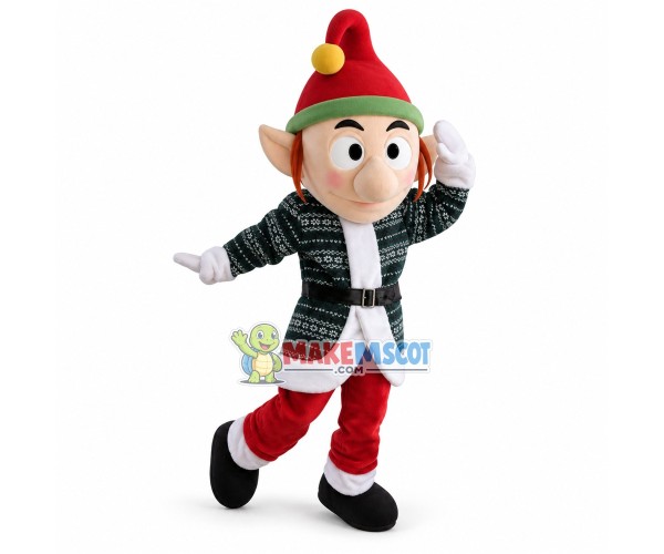 Looking Out Christmas Elf Mascot Costume Looking Out Christmas Elf Mascot Costume
