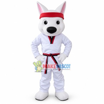 Taekwondo Black Belt Powerful Dog Mascot Costume Taekwondo Black Belt Powerful Dog Mascot Costume