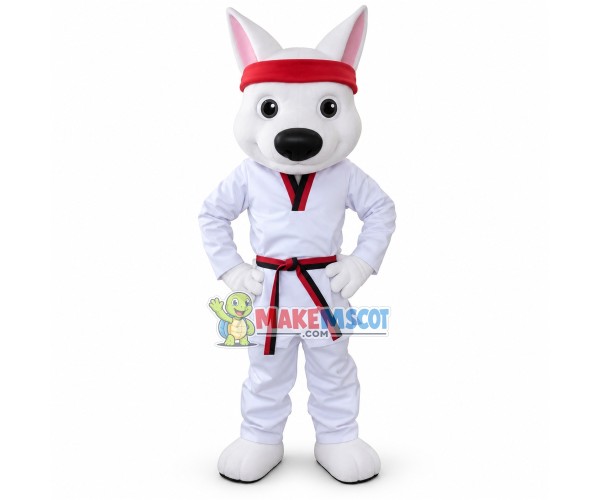 Taekwondo Black Belt Powerful Dog Mascot Costume