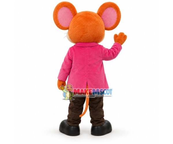 Mouse Chair In Pink Suit Mascot Costume Mouse Chair In Pink Suit Mascot Costume