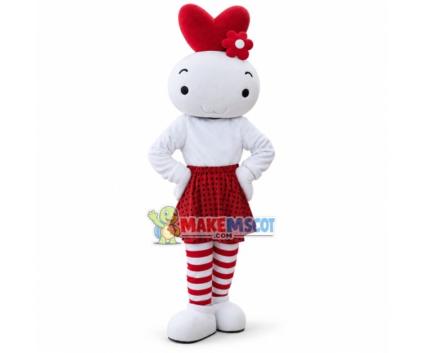 Colored Bunny In The Striped Socks Cartoon Mascot Costume