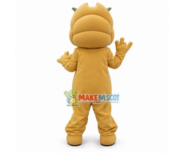 Short Green Horned Baby Dinosaur Mascot Costume