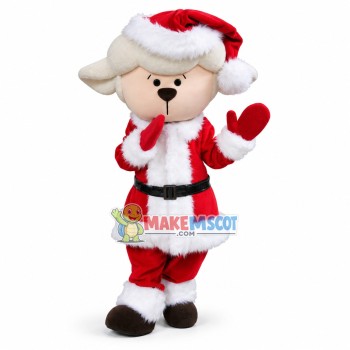 The Sheep In Thick Christmas Suit Mascot Costume