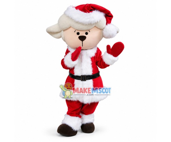 The Sheep In Thick Christmas Suit Mascot Costume The Sheep In Thick Christmas Suit Mascot Costume