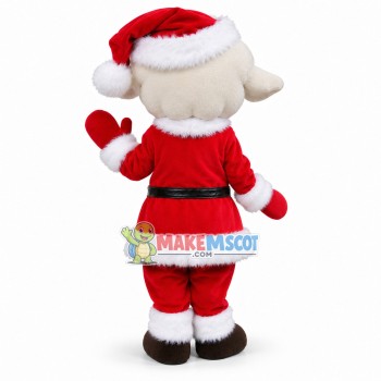 The Sheep In Thick Christmas Suit Mascot Costume The Sheep In Thick Christmas Suit Mascot Costume