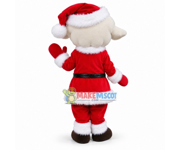 The Sheep In Thick Christmas Suit Mascot Costume The Sheep In Thick Christmas Suit Mascot Costume