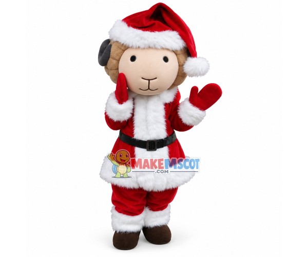 The Sheep In Thick Christmas Suit Mascot Costume The Sheep In Thick Christmas Suit Mascot Costume