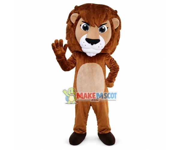 Brown Lion With Serious Expression Mascot Costume Brown Lion With Serious Expression Mascot Costume
