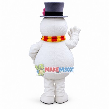 Interesting Snowman In The Flower Hat Mascot Costume Interesting Snowman In The Flower Hat Mascot Costume