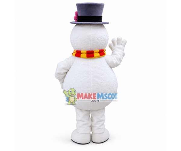 Interesting Snowman In The Flower Hat Mascot Costume