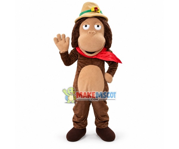Female Monkey In Red Silk Scarf Mascot Costume Female Monkey In Red Silk Scarf Mascot Costume
