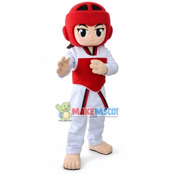Teen Girl Athlete of Japanese Karate Mascot Costume Teen Girl Athlete of Japanese Karate Mascot Costume