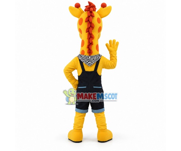 Casually Dressed Yellow Giraffe Mascot Costume
