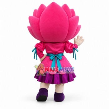 Pink Hair Girl In Tunic Dress Mascot Costume Pink Hair Girl In Tunic Dress Mascot Costume