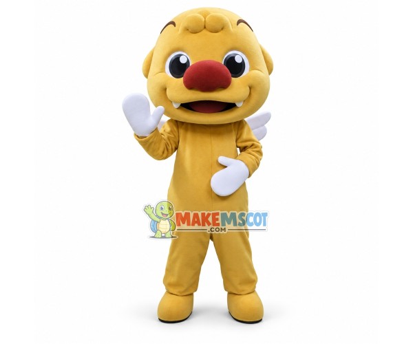Cartoon Big-nosed Baby Lion With Wings Mascot Costume Cartoon Big-nosed Baby Lion With Wings Mascot Costume