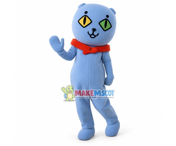Blue Persian Cat Wearing Collar Mascot Costume Blue Persian Cat Wearing Collar Mascot Costume