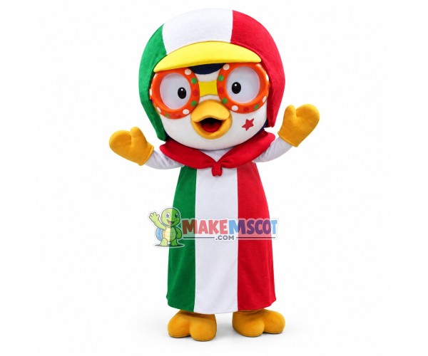 Pororo In The Patchwork Suit Mascot Costume Pororo In The Patchwork Suit Mascot Costume