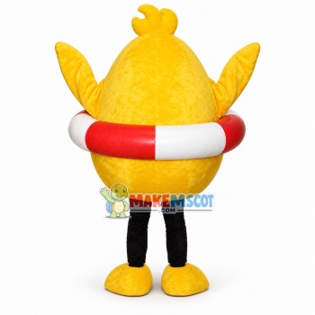 Breathable Chick With Swimming Ring Mascot Costume Breathable Chick With Swimming Ring Mascot Costume