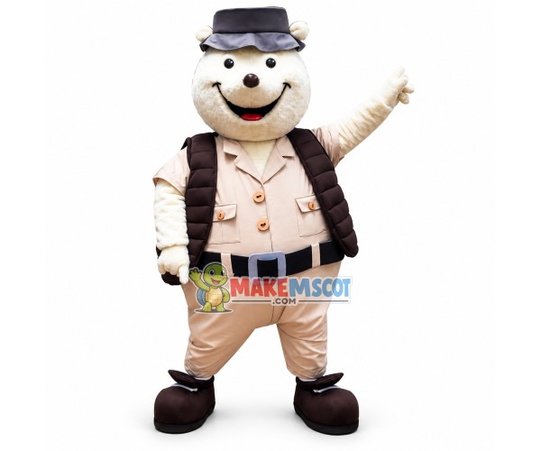 Zoo Director White Kangaroo Mascot Costume Zoo Director White Kangaroo Mascot Costume
