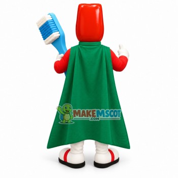 The Red Doll Holding Childrens Toothbrush Mascot Costume The Red Doll Holding Childrens Toothbrush Mascot Costume