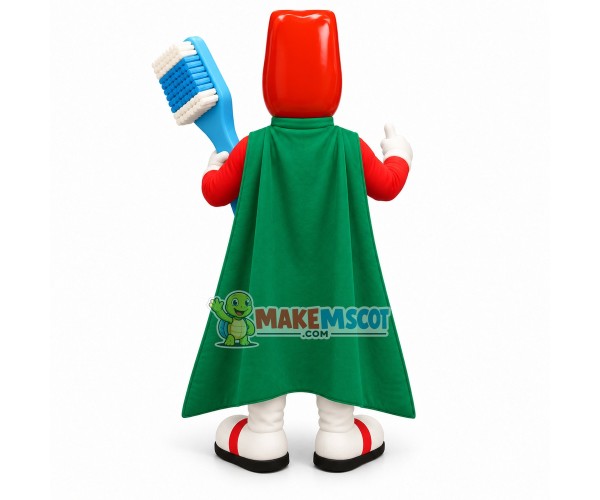 The Red Doll Holding Childrens Toothbrush Mascot Costume The Red Doll Holding Childrens Toothbrush Mascot Costume