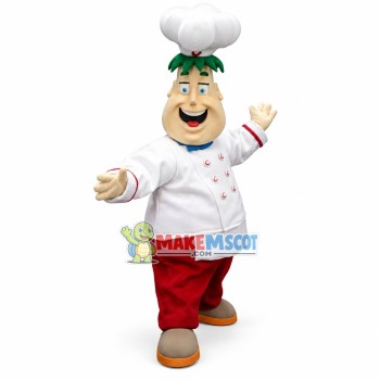Fat Chef With Big Smile Mascot Costume Fat Chef With Big Smile Mascot Costume