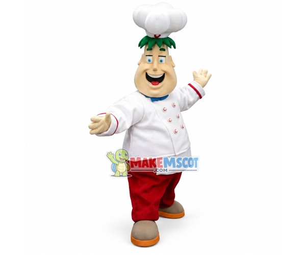 Fat Chef With Big Smile Mascot Costume Fat Chef With Big Smile Mascot Costume
