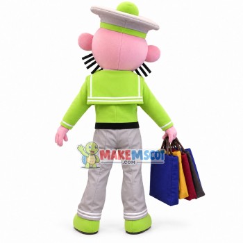 Bearded Man Carrying Shopping Bags Mascot Costume Bearded Man Carrying Shopping Bags Mascot Costume