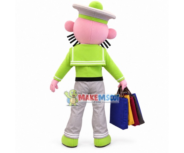 Bearded Man Carrying Shopping Bags Mascot Costume Bearded Man Carrying Shopping Bags Mascot Costume