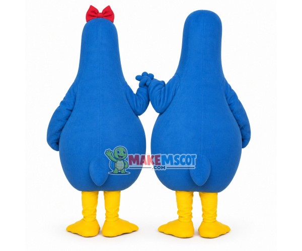 Flirting Madagascar Blue Penguin Couple Mascot Costume Flirting Madagascar Blue Penguin Couple Mascot Costume