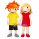 Loving Playmate Holding Hands Mascot Costume Loving Playmate Holding Hands Mascot Costume