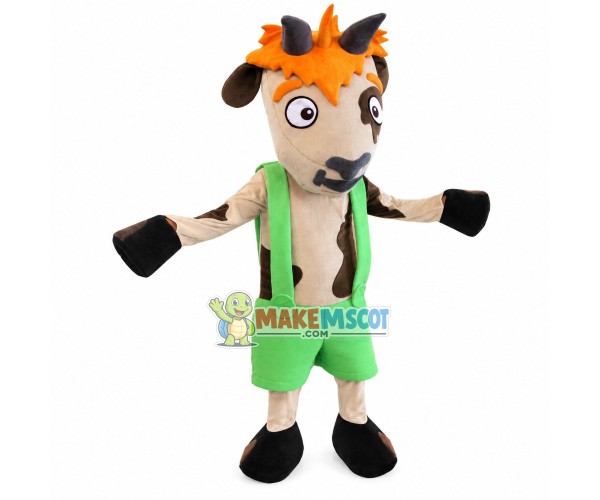 Frightened Brown Birthmark Goat Mascot Costume Frightened Brown Birthmark Goat Mascot Costume
