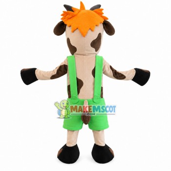 Frightened Brown Birthmark Goat Mascot Costume Frightened Brown Birthmark Goat Mascot Costume