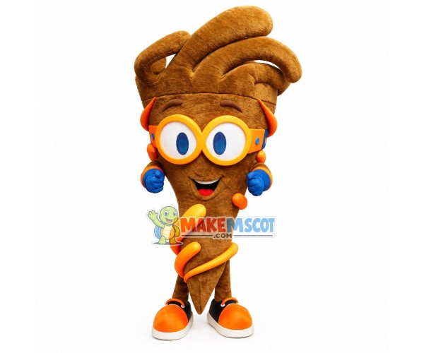 Entrusted Brown Torch Cartoon Mascot Costume Entrusted Brown Torch Cartoon Mascot Costume
