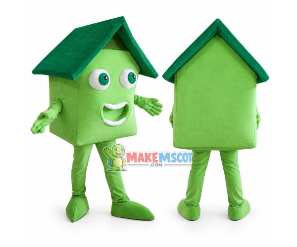 Green Meadow Eco-friendly House Mascot Costume Green Meadow Eco-friendly House Mascot Costume
