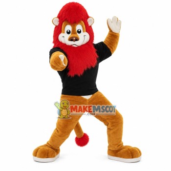 Guided Lion With Red Mane Mascot Costume