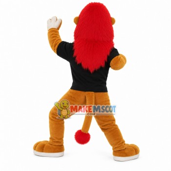 Guided Lion With Red Mane Mascot Costume Guided Lion With Red Mane Mascot Costume