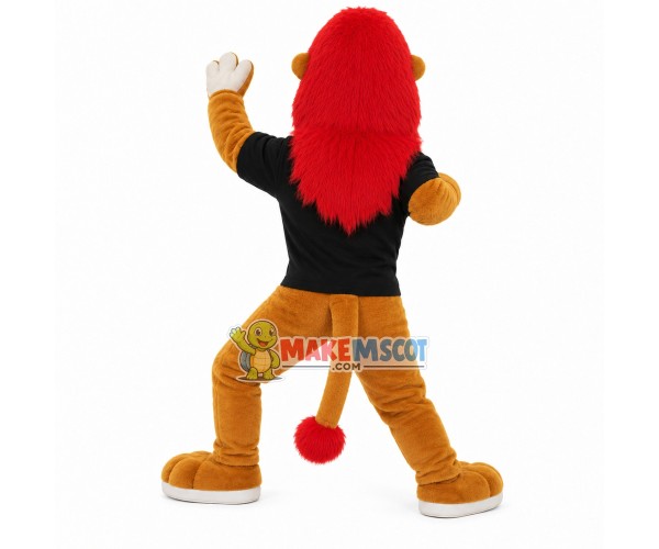 Guided Lion With Red Mane Mascot Costume Guided Lion With Red Mane Mascot Costume