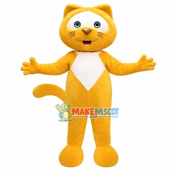Little Yellow Cat Wearing Bib Mascot Costume Little Yellow Cat Wearing Bib Mascot Costume