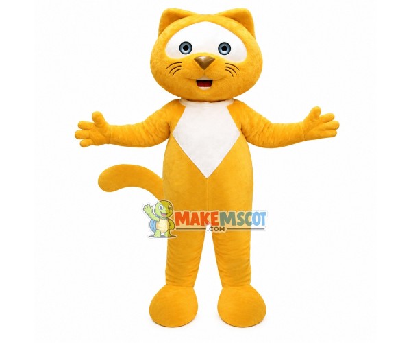 Little Yellow Cat Wearing Bib Mascot Costume Little Yellow Cat Wearing Bib Mascot Costume