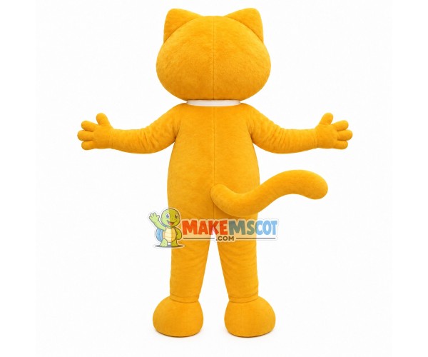 Little Yellow Cat Wearing Bib Mascot Costume
