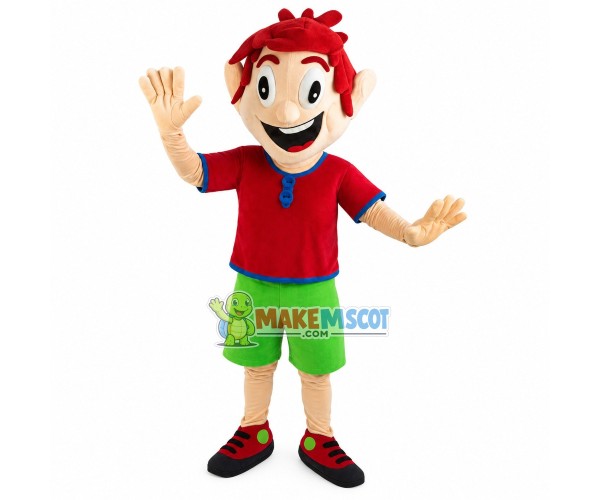 Red Hair Boy In The Buttons Polo Shirt Mascot Costume Red Hair Boy In The Buttons Polo Shirt Mascot Costume