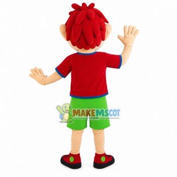 Red Hair Boy In The Buttons Polo Shirt Mascot Costume Red Hair Boy In The Buttons Polo Shirt Mascot Costume