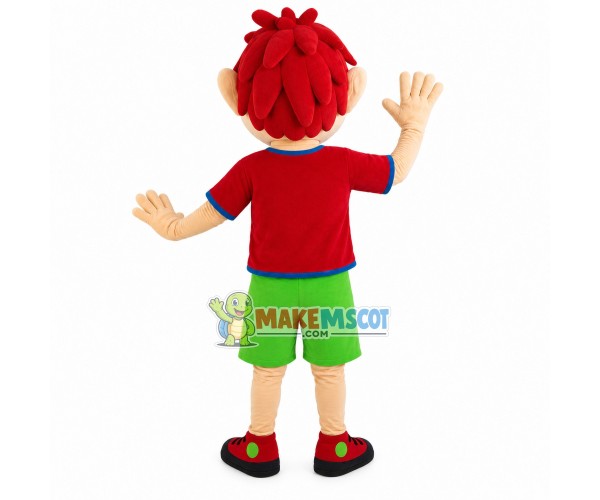 Red Hair Boy In The Buttons Polo Shirt Mascot Costume Red Hair Boy In The Buttons Polo Shirt Mascot Costume