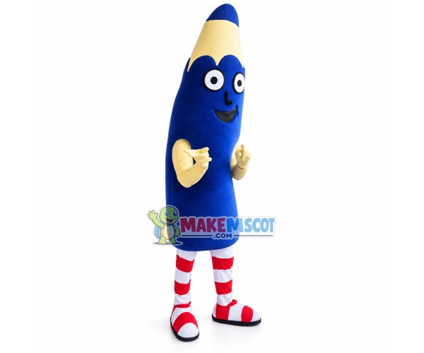 Blue Pencil of Insurance Global Group Mascot Costume Blue Pencil of Insurance Global Group Mascot Costume