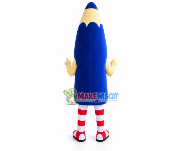 Blue Pencil of Insurance Global Group Mascot Costume Blue Pencil of Insurance Global Group Mascot Costume