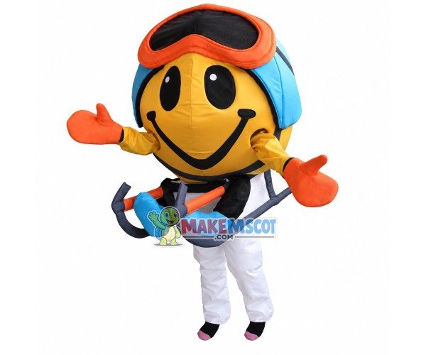 The Smiley Emoji With Sleds Mascot Costume The Smiley Emoji With Sleds Mascot Costume