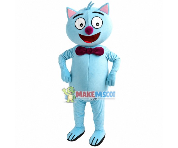 Magic Cat With Burgundy Bow Tie Mascot Costume Magic Cat With Burgundy Bow Tie Mascot Costume