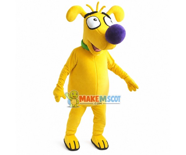 Yellow Dog Wearing Masked Collar Mascot Costume Yellow Dog Wearing Masked Collar Mascot Costume